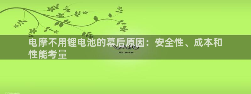 尊龙凯时网娱乐官网：电摩不用锂电池的幕后原因：安全性、成本和
性能考量